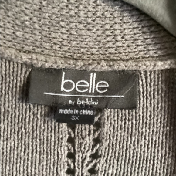 Belle by Bellini 3x grey long sweater/duster. awesome fringe sleeves - Picture 2 of 9